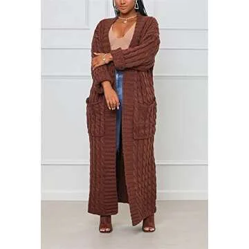 Plus Size Chunky Cable Knit Duster Cardigans for Women