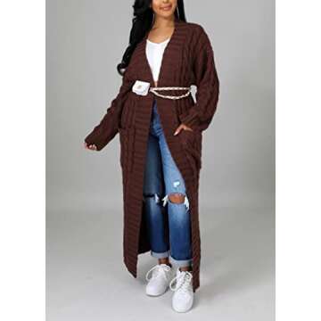Plus Size Chunky Cable Knit Duster Cardigans for Women