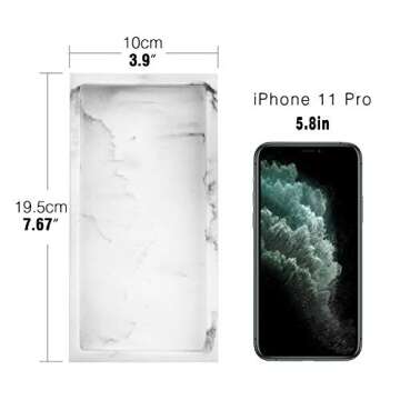 Emibele Vanity Tray, 8" Rectangular Resin Bathroom Kitchen Sink Counter Organizer Tray Dresser Tray Jewelry Ring Dish Holder Cosmetic Tray for Perfume Candle Small Plant Home Decor, Mini, Gravel White