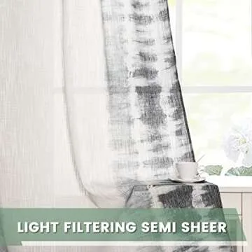 MEETSKY Curtains for Living Room Light Filtering White and Black Back Tab Linen Style Drapes 84 Inches Long 2 Panels Print Privacy Rod Pocket Window Curtains Panels for Bedroom