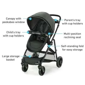 Graco, Modes Element Travel System Includes Baby Stroller with Reversible Seat Extra Storage Child Tray and SnugRide 35 Lite LX Infant Car Seat, Canter