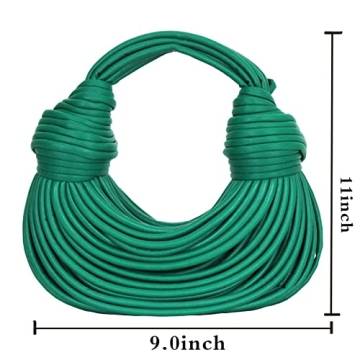 Qiayime Hand-Woven Bread Women's Clutch Top Handle Satchel Shoulder Crossbody Creative Noodles Purses Underarm Bag Handbag (Green)