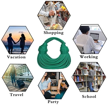 Qiayime Hand-Woven Bread Women's Clutch Top Handle Satchel Shoulder Crossbody Creative Noodles Purses Underarm Bag Handbag (Green)