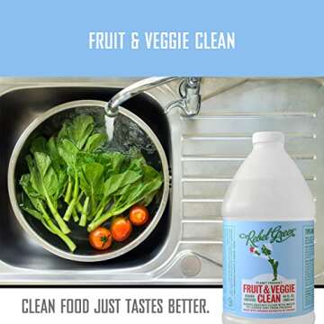 Rebel Green Fruit & Veggie Wash - Natural Produce Wash - Plant-Based Vegetable Wash - Fruit and Vege...