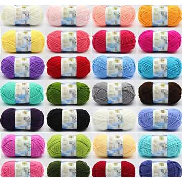 4 Rolls Comfy Blend Milk Yarn Plain Knitting Wool Soft Caddice Woolen Yarn Hand Spinning Fibre Wool Yarn Crochet Yarn Bulk Starter Kit for Colorful Craft DIY Handcrafts Materials