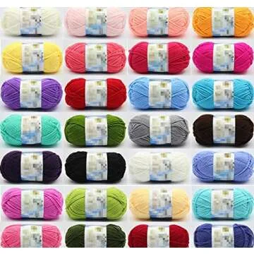 4 Rolls Comfy Blend Milk Yarn Plain Knitting Wool Soft Caddice Woolen Yarn Hand Spinning Fibre Wool Yarn Crochet Yarn Bulk Starter Kit for Colorful Craft DIY Handcrafts Materials