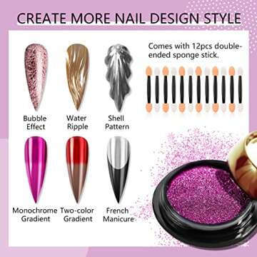 Saviland Chrome Nail Powder Set: 12 Metallic Colors for Art