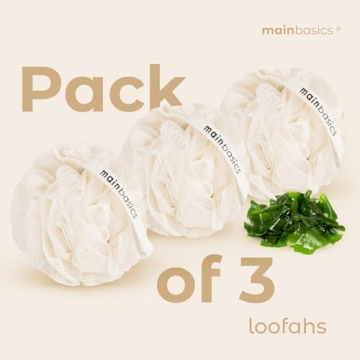 Luxurious Seaweed Shower Loofah Sponges Set of 3