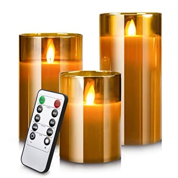 LED Flameless Candles for Home Decor, Battery Operated Flickering Moving Wick Effect Candle Set with...