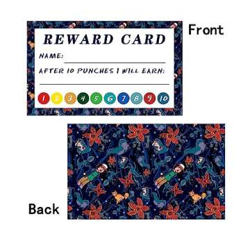 200 Pieces Punch Cards, Incentive Loyalty Reward Card Student Awards Loyalty Cards for Business, Classroom, Teachers, Kids Behavior, Students, 3.5 x 2 Inch Stranger Monster
