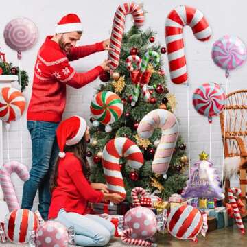 Xqumoi 30Pcs Christmas Foil Balloons Set for Parties