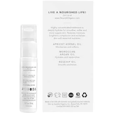 Nourish Organic Face Serum, Apricot & Argan – Pure Hydrating Facial Serum with Vitamin C and Vitam...