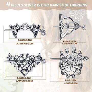 4 Pieces Retro Sliver Celtic Hair Slide Hairpins Celtic Pin Hair Sticks and 11 Pieces Chinese Hair Pins Hair Sticks Vintage Antique Bronze Hair Chopsticks DIY Accessory for Women Girls