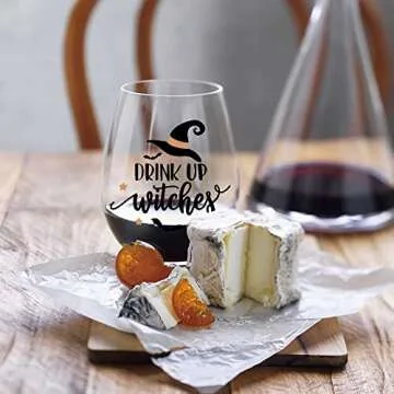 Perfectinsoy Funny Drink up Witches Wine Glass, HalloweenFunny Wine Glass, HalloweenFunny Gift for Him, Her, Mom, Wife, Boss, Sister