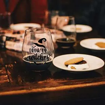 Perfectinsoy Funny Drink up Witches Wine Glass, HalloweenFunny Wine Glass, HalloweenFunny Gift for Him, Her, Mom, Wife, Boss, Sister