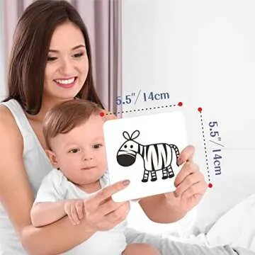 50 Pages Visual Stimulation Flashcards, 25 PCS Black and White Baby Visual Stimulus Cards Sensory Developmental Black White Card Set for Newborn Baby 0-3 Months (5.5” X 5.5”)