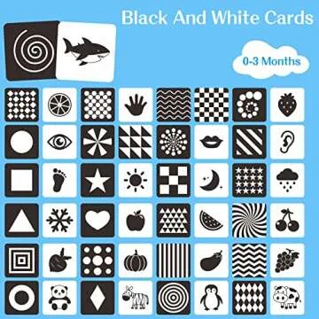 50 Pages Visual Stimulation Flashcards, 25 PCS Black and White Baby Visual Stimulus Cards Sensory Developmental Black White Card Set for Newborn Baby 0-3 Months (5.5” X 5.5”)