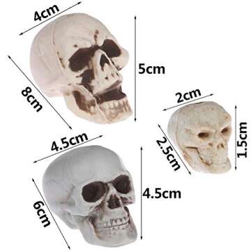 20 Pcs Halloween Skull Halloween Skeletons Realistic Skeleton Skull Skeleton Head for Halloween Themed Prop Party Costume Home Decor, 3 Sizes