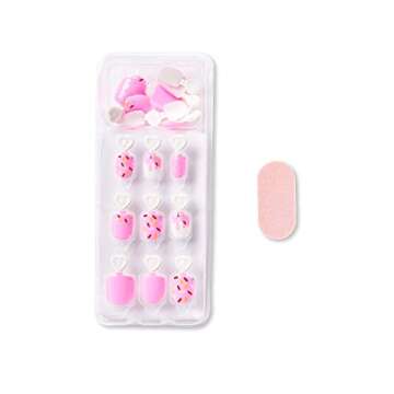 KISS imPRESS No Glue Mani Press On Nails, Mini Press-On Manicure for Kids, 'Super Duper', Pink, Kids Size, Squoval Shape, Includes 20 Fake Nails with Removable Application Tabs, 1 Mini File