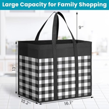 WOWBOX Reusable Grocery Bags 4-Pack Large Foldable Waterproof