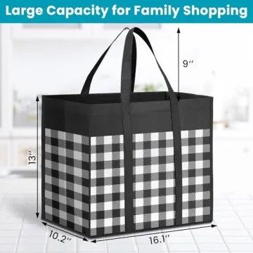 WOWBOX Reusable Grocery Bags 4-Pack Large Foldable Waterproof