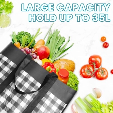 WOWBOX Reusable Grocery Bags 4-Pack Large Foldable Waterproof