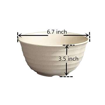 AWEHIRU Seyee-bro Unbreakable Cereal Bowls - Salad Soup Noodle Bowls - 30 OZ Wheat Straw Bowl Sets E...