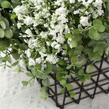 Skyseen Artificial Flowers Eucalyptus Leaf Babys Breath Gypsophila Bouquets Wedding Party Home Decor,Pack of 1(White)