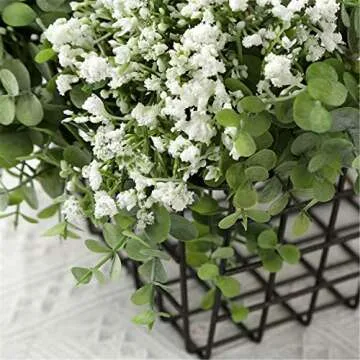 Skyseen Artificial Flowers Eucalyptus Leaf Babys Breath Gypsophila Bouquets Wedding Party Home Decor,Pack of 1(White)