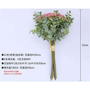 Skyseen Artificial Flowers Eucalyptus Leaf Babys Breath Gypsophila Bouquets Wedding Party Home Decor,Pack of 1(White)