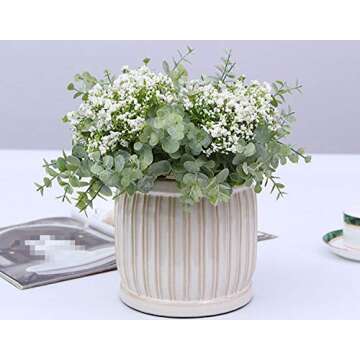 Skyseen Artificial Flowers Eucalyptus Leaf Babys Breath Gypsophila Bouquets Wedding Party Home Decor,Pack of 1(White)