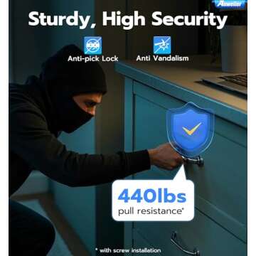 Smart Cabinet Lock, Anweller Hidden No Drill Adhesive Magnetic Baby Proofing Child Proof Drawer Locks, Keyless RFID Bluetooth Cabinet Locks for Adults File Kitchen Cupboard Closet Liquor - Black