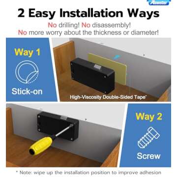 Smart Cabinet Lock, Anweller Hidden No Drill Adhesive Magnetic Baby Proofing Child Proof Drawer Locks, Keyless RFID Bluetooth Cabinet Locks for Adults File Kitchen Cupboard Closet Liquor - Black