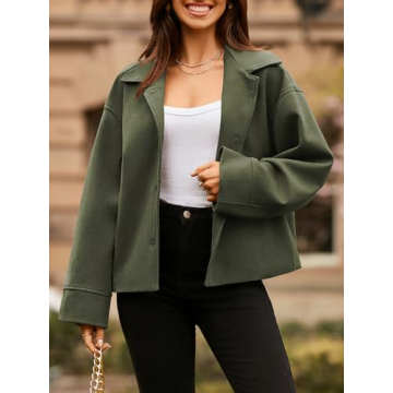 Tankaneo Women’s Oversized Cropped Pea Coat for Style