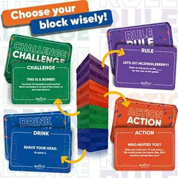 SWOOC - Ultimate Party Tower - 100 Original Commands, 60 Blocks, & 1000s of Hilarious Rule Combinations - A Tipsy Spin on Fun Classic Games for Power Hour - Ages 21+ - Wooden Tower Blocks - Block Game