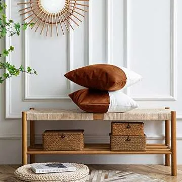 DEZENE Leather Throw Pillow Covers Set of 2 for Home Decor