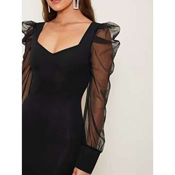 SheIn Elegant Scoop Neck Black Bodycon Mini Dress