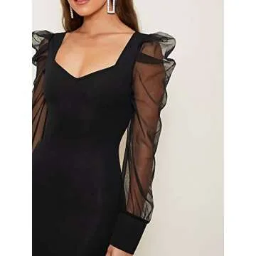 SheIn Elegant Scoop Neck Black Bodycon Mini Dress