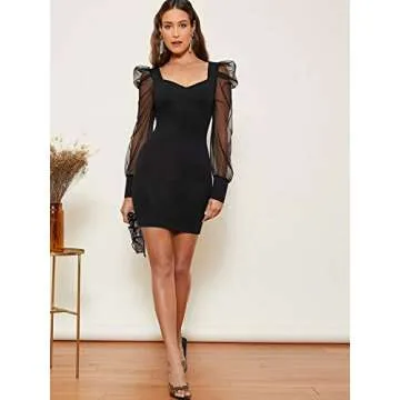 SheIn Elegant Scoop Neck Black Bodycon Mini Dress