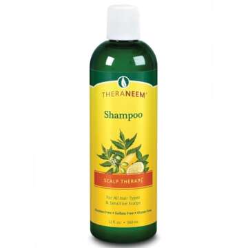 Thera Neem Scalp Therapy Shampoo, 12oz - Protects, Nourishes and Calms Sensitive Scalp with Organic Neem, Lemon and Peppermint Oils - Vegan and Cruelty Free - For Dry, Itchy Scalp Buildup