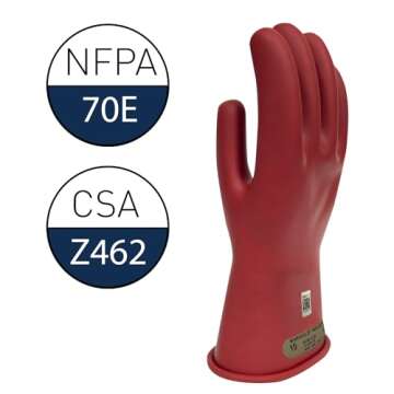 Enespro Class 00 Red Rubber Voltage Insulating Gloves, Max. Use Voltage 500V AC/750V DC, GC00R10