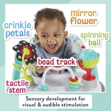 Kolcraft Tiny Steps 2-in-1 Baby Activity Walker, Foldable Baby Walker with Wheels, Seated and Walk-B...