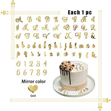 Acrylic Alphabet Number Cake Topper DIY Personalized Name Cupcake Toppers with A-Z Letter 0-9 Number...