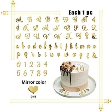 Acrylic Alphabet Number Cake Topper DIY Personalized Name Cupcake Toppers with A-Z Letter 0-9 Number...