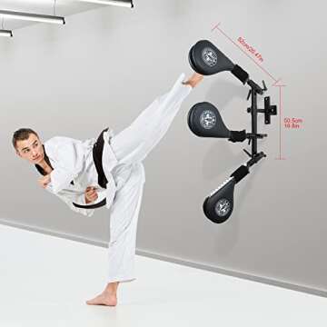Taekwondo Kick Pad Target, SYNTECSO 3 Pack Kicking Pads with Wall Mounted Bracket Hands-Free Strikin...