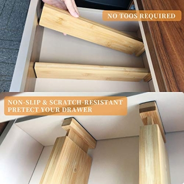 VaeFae Bamboo Drawer Dividers for Home Organization
