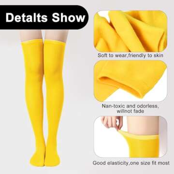Stylish Thigh High Socks for Women and Girls - Yellow Knitted Leg Warmers