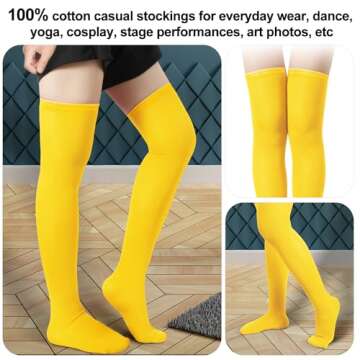 Stylish Thigh High Socks for Women and Girls - Yellow Knitted Leg Warmers