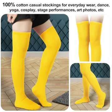 Stylish Thigh High Socks for Women and Girls - Yellow Knitted Leg Warmers