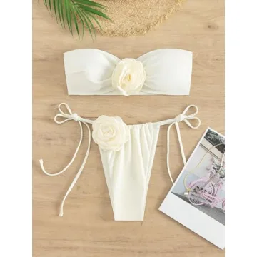 Trendy MakeMeChic Beige 2 Piece Bikini Set for Women